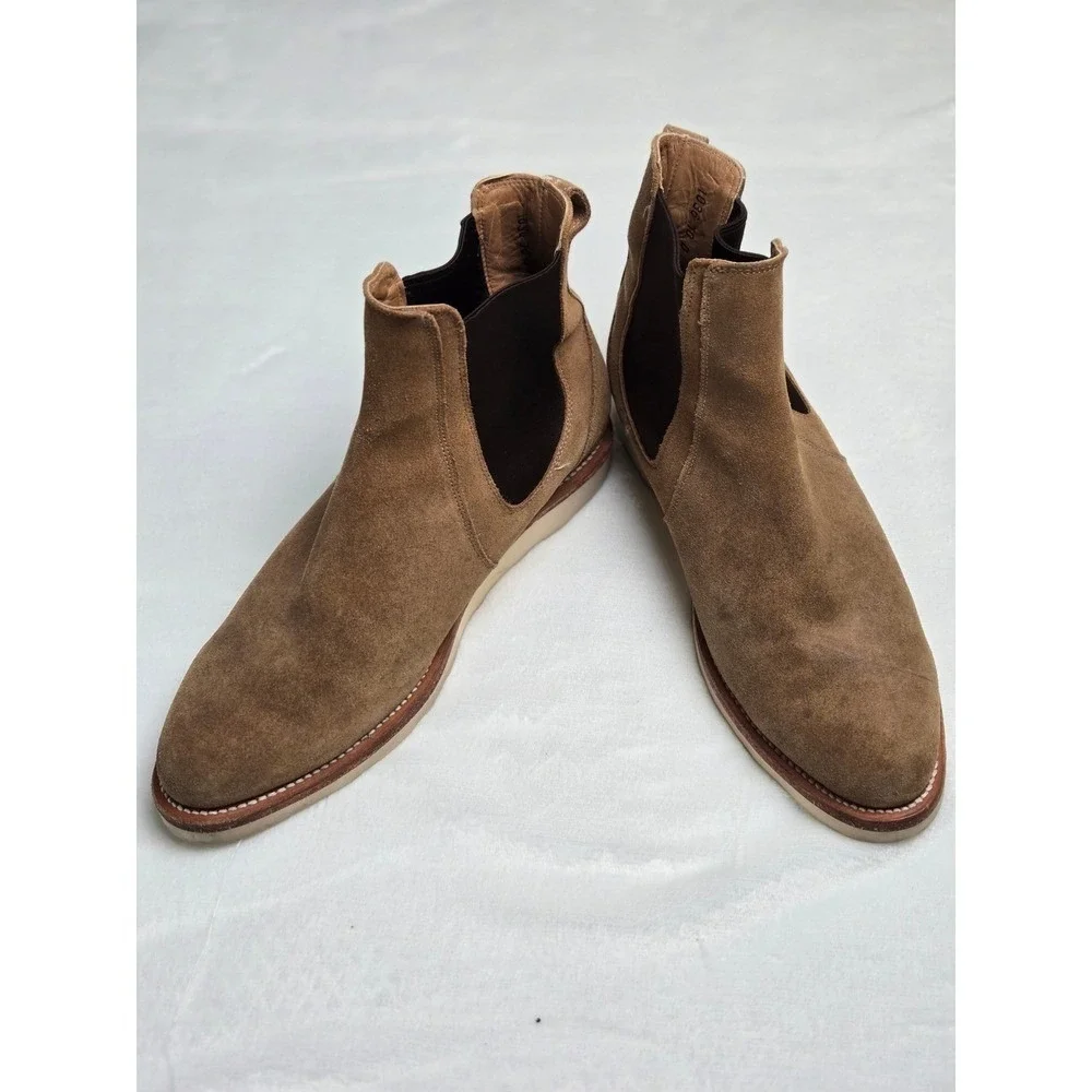 Vintage Tecovas The Chance Mens Sand Suede Chelsea Boots 10D Handmade Mexico